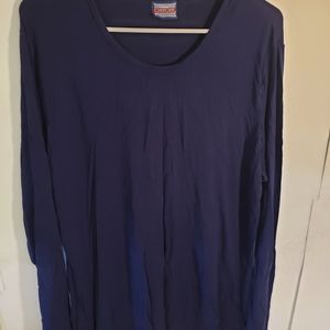 Cherokee Workwear Scrubs Long Sleeve Top Shirt Blue Stretch